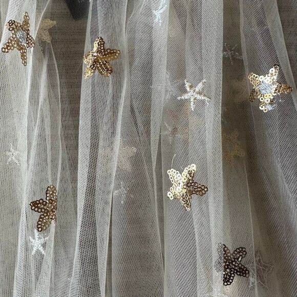 NWT Fashion Nova tulle champagne stars sequin skirt large - Picture 3 of 9